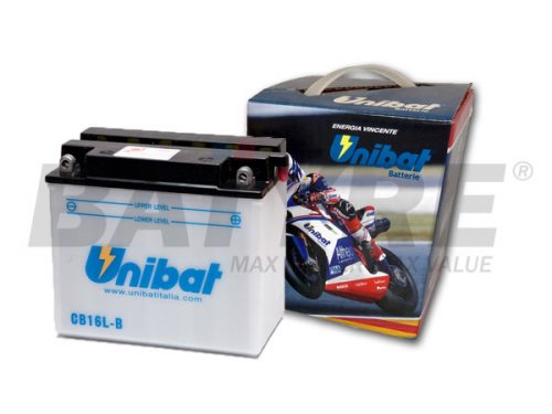 UNIBAT CB16L-B 12V 19Ah FLA Motorcycle Battery