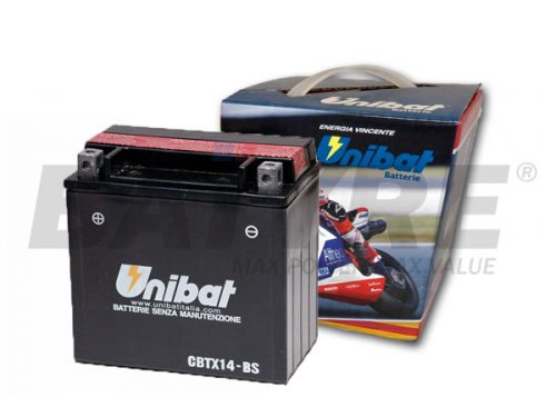 UNIBAT CBTX14-BS 12V 12Ah SLA Motorcycle Battery